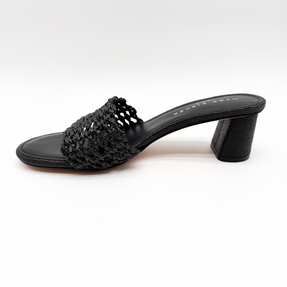 Marc Fisher LTD Jazmine Woven Slide Sandals Block Heel Mule Black 10 NEW - Picture 9 of 16